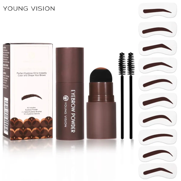 Complete professional Eyebrow Powder Stamp Shaping Kit makeup brushes eyebrow paint eyebrow pencil Eye Brows Stencil – Image 2