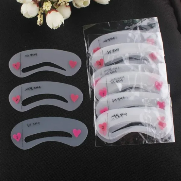 Ensemble de 3 pochoirs à sourcils réutilisables, guide de dessin pour sourcils, style, mise en forme, toilettage, modèle de carte, kit de maquillage facile