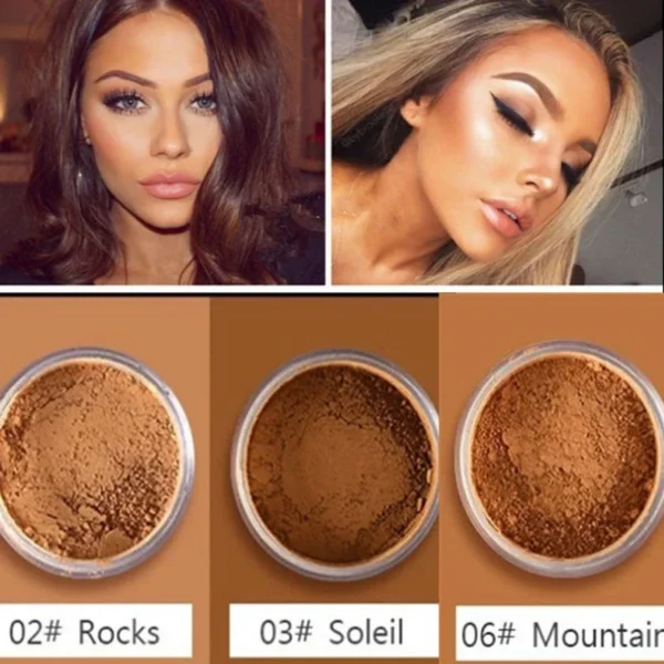 Poudre libre fixatrice de maquillage, correcteur de teint mat, contrôle du sébum, longue tenue, poudre bronzante de finition, contouring pour peaux noires et foncées - Image 2