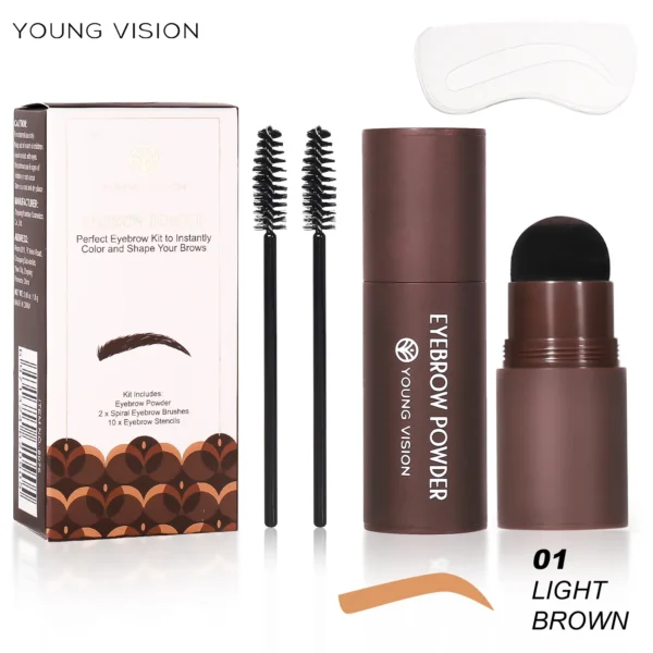 Complete professional Eyebrow Powder Stamp Shaping Kit makeup brushes eyebrow paint eyebrow pencil Eye Brows Stencil – Image 3
