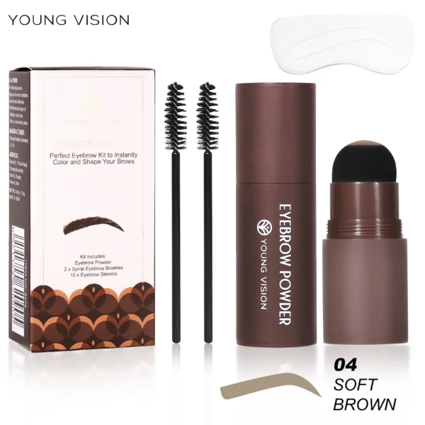 Complete professional Eyebrow Powder Stamp Shaping Kit makeup brushes eyebrow paint eyebrow pencil Eye Brows Stencil – Image 6