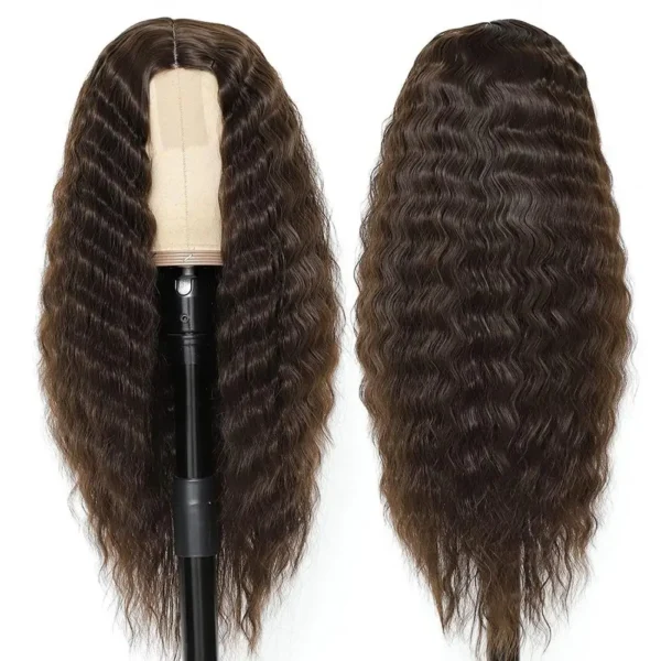 2024 Water Wave Long Curly Wig Jungle Wave Middle Split Glossy Hair Hair Extensions Human Wig African Brazilian Black Women Wig