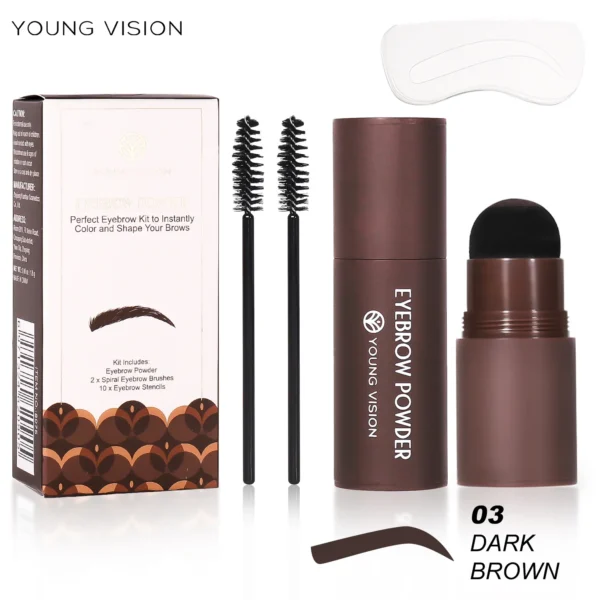 Complete professional Eyebrow Powder Stamp Shaping Kit makeup brushes eyebrow paint eyebrow pencil Eye Brows Stencil – Image 5