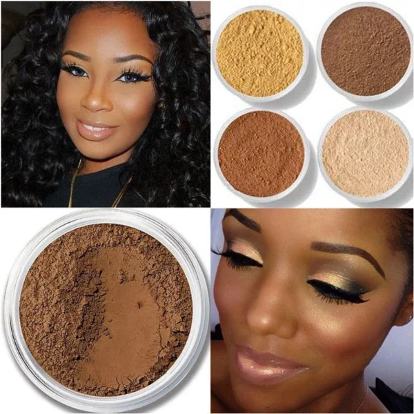 Poudre libre fixatrice de maquillage, correcteur de teint mat, contrôle du sébum, longue tenue, poudre bronzante de finition, contouring pour peaux noires et foncées