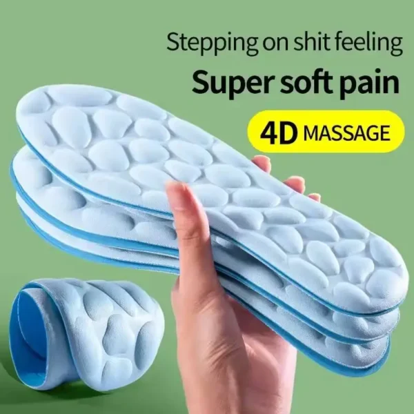 Semelles de sport 4D pour hommes et femmes Semelles de course désodorisantes, douces et respirantes Semelles de massage des pieds