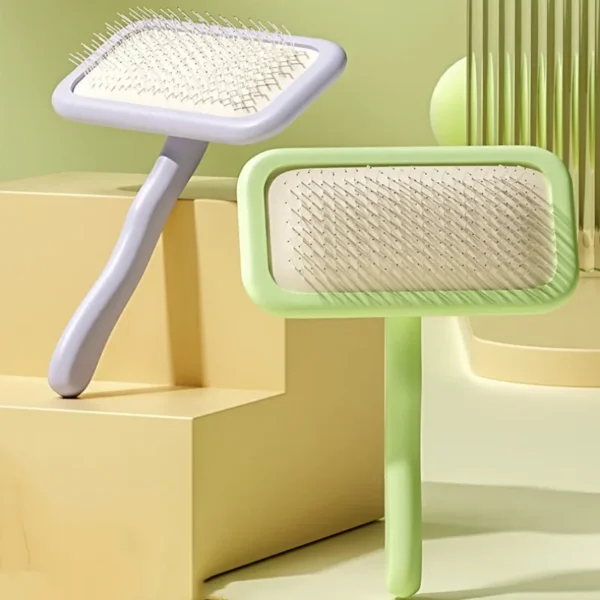 Brosse pour chien, brosse de massage pour chat, peigne en acier inoxydable pour le nettoyage des poils de chien, brosses à poignée confortable, toilettage pour animaux de compagnie – Image 2
