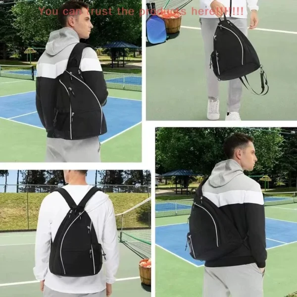 Pickleball Rackets Backpack For Men Women Sports Reversible Pickleball Paddle Bag Tennis Racquetball Badminton Travel Sling Bag – Image 2