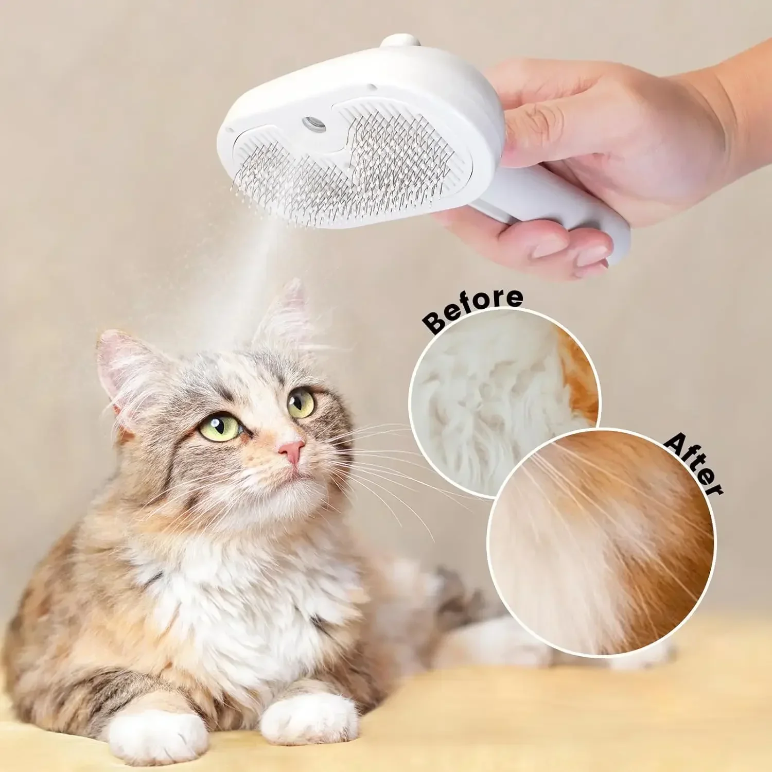 Peigne de toilettage pour animaux de compagnie amélioré, brosse à vapeur flottante pour épilation et nettoyage des poils, accessoire pour chiens et chats – Image 2