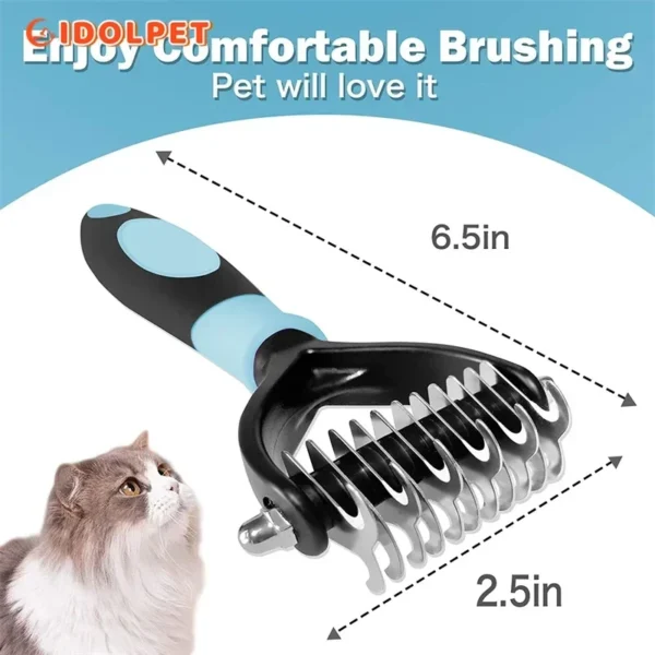 Brosse professionnelle pour démêlage des poils d'animaux, peigne double face pour chiens et chats, râteau, outils de toilettage pour chiots, perte de poils volants – Image 6
