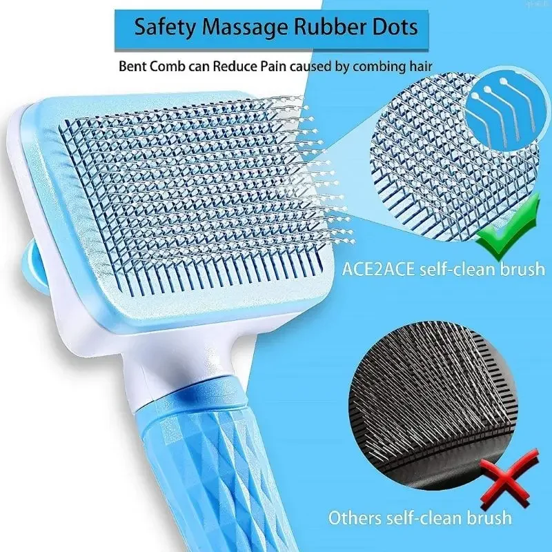 Brosse pour enlever les poils de chien, chat, chien, toilettage et soins, peigne pour poils longs, chien, animal de compagnie, élimine les poils, nettoyage, brosse de bain, fournitures pour chiens – Image 4