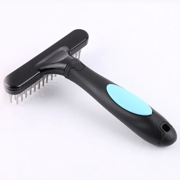 Râteau pour chien, peigne, brosse démêlante et démêlante, râteau pour sous-poils pour chiens, poils courts et longs, brosse pour chat avec double rangée de picots – Image 4