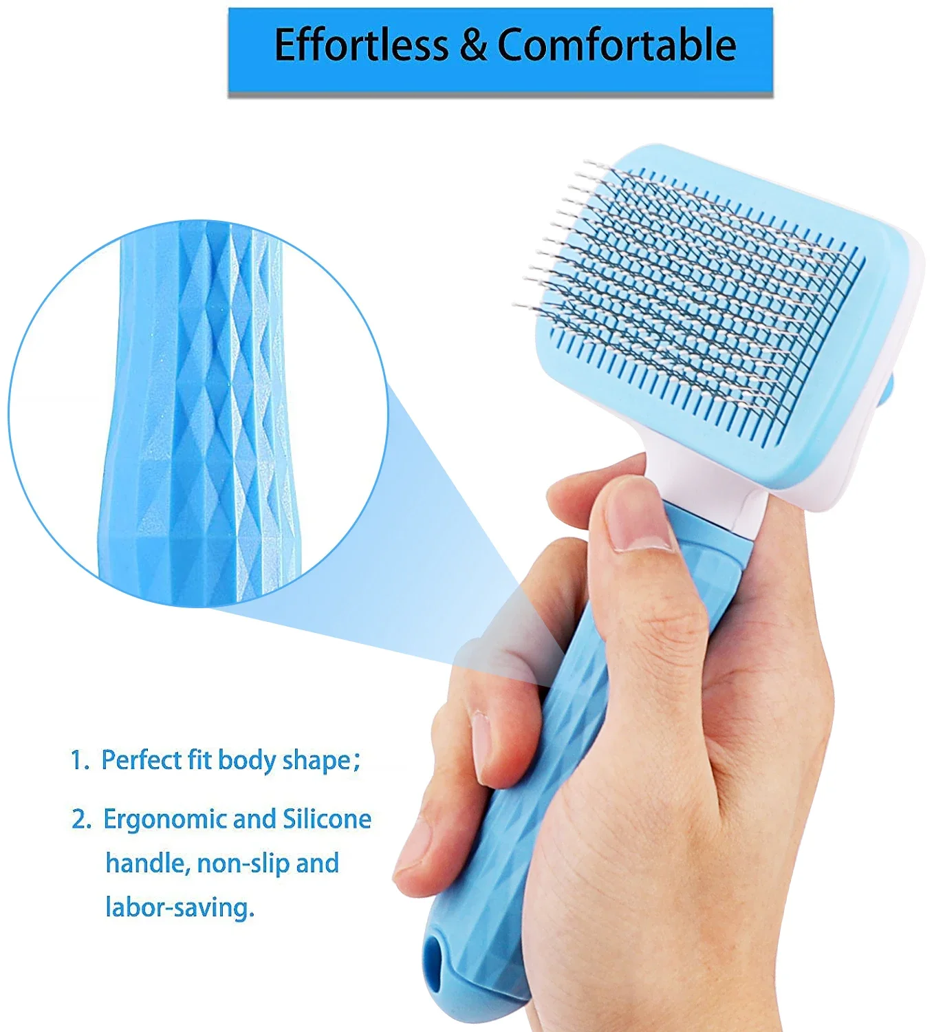 Brosse pour enlever les poils de chien, chat, chien, toilettage et soins, peigne pour poils longs, chien, animal de compagnie, élimine les poils, nettoyage, brosse de bain, fournitures pour chiens – Image 6