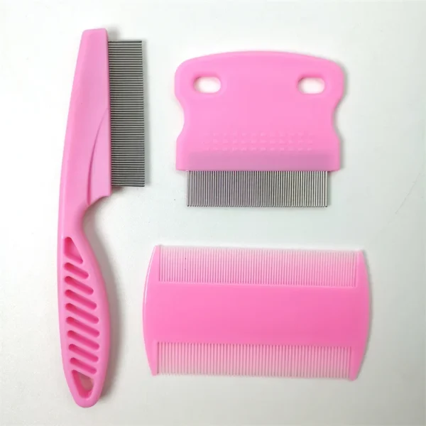 Lot de 3 peignes pour animaux de compagnie, élimine les taches de larmes, élimine en douceur le mucus et les croûtes, les petits poux et les puces, fournitures pour chats – Image 2