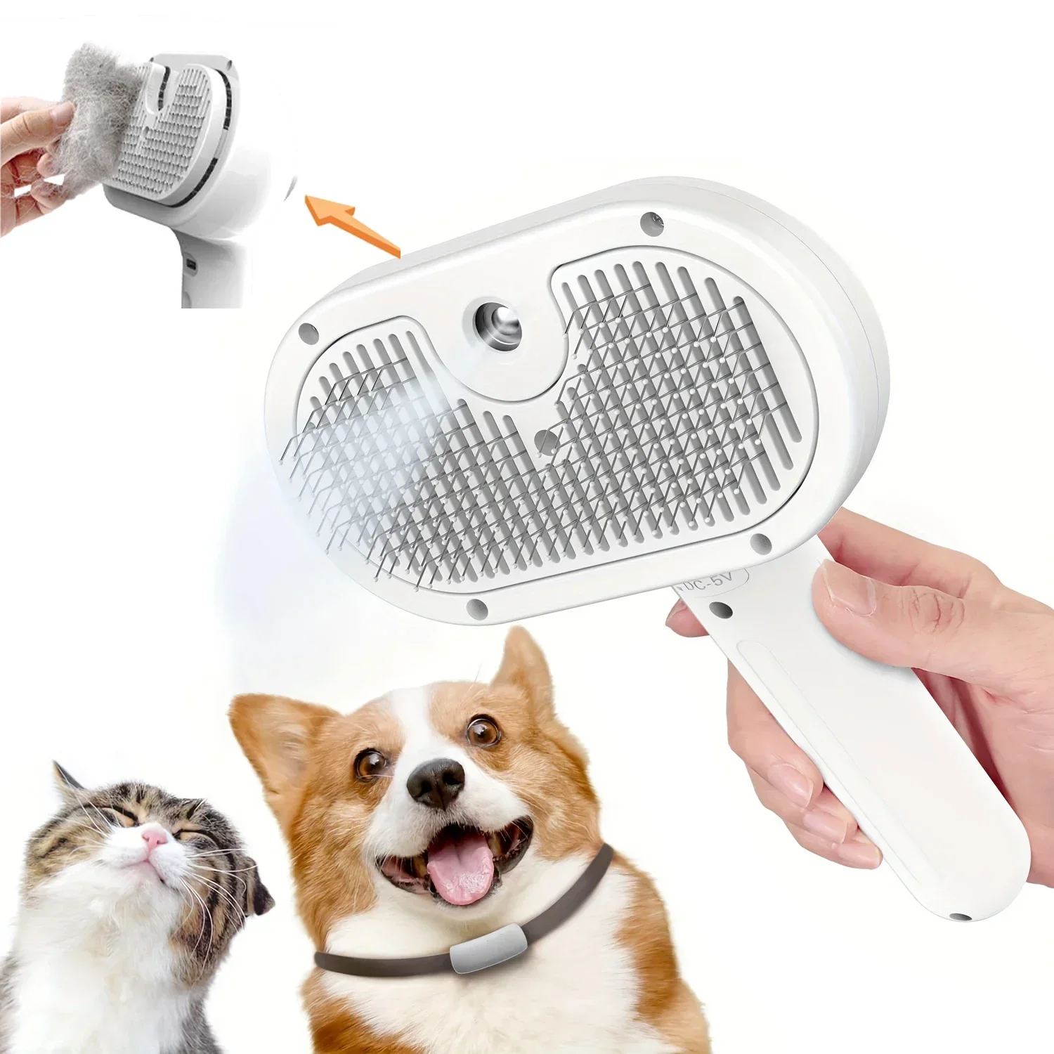 Peigne de toilettage pour animaux de compagnie amélioré, brosse à vapeur flottante pour épilation et nettoyage des poils, accessoire pour chiens et chats