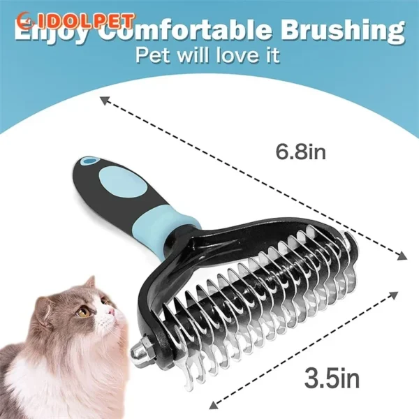 Brosse professionnelle pour démêlage des poils d'animaux, peigne double face pour chiens et chats, râteau, outils de toilettage pour chiots, perte de poils volants – Image 5