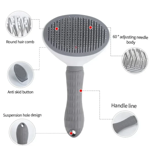 Brosse à poils de chat pour animaux de compagnie, peigne pour chien, toilettage et soins, brosse pour chat, peigne en acier inoxydable pour poils longs, nettoyage de chien, accessoires pour animaux de compagnie, chats et chiens – Image 2