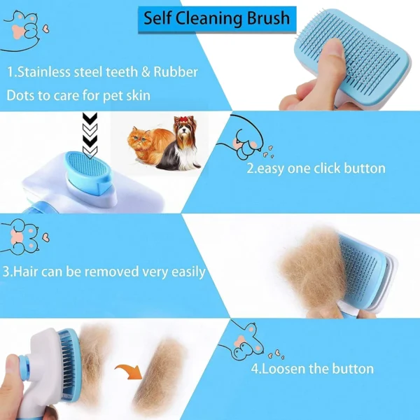 Brosse pour enlever les poils de chien, chat, chien, toilettage et soins, peigne pour poils longs, chien, animal de compagnie, élimine les poils, nettoyage, brosse de bain, fournitures pour chiens – Image 3