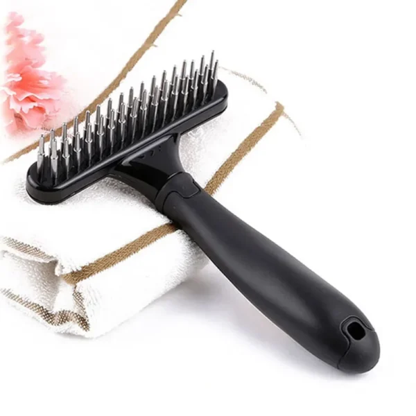 Râteau pour chien, peigne, brosse démêlante et démêlante, râteau pour sous-poils pour chiens, poils courts et longs, brosse pour chat avec double rangée de picots – Image 5