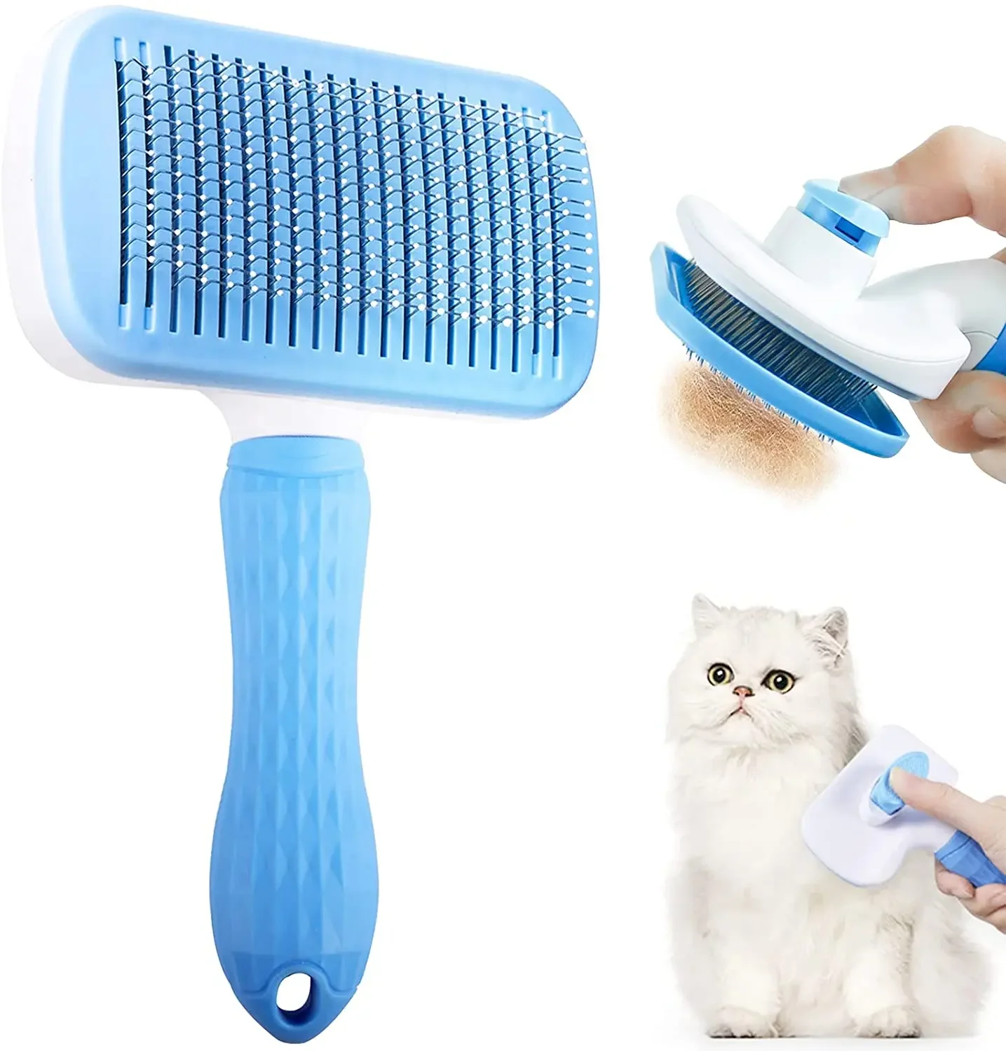 Brosse pour enlever les poils de chien, chat, chien, toilettage et soins, peigne pour poils longs, chien, animal de compagnie, élimine les poils, nettoyage, brosse de bain, fournitures pour chiens – Image 2