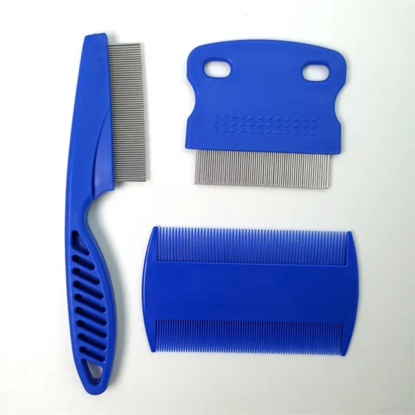 Lot de 3 peignes pour animaux de compagnie, élimine les taches de larmes, élimine en douceur le mucus et les croûtes, les petits poux et les puces, fournitures pour chats – Image 3